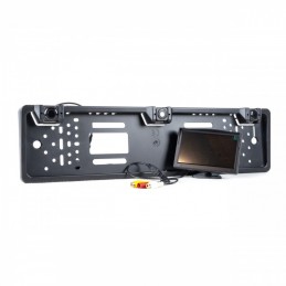 Rear License Plate Frame Backup Camera with 2 sensors and monitor 5 inches